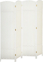 HOMCOM Room Divider, 4 Panel Folding Privacy Screen, 5.6' Tall Freestanding Wall Partition for Home Office, Bedroom, White