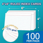 H4D 4x6 Index Card Case with 100 Heavyweight Ruled Index Cards and Dividers, Black