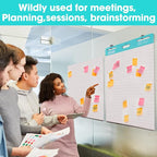 SHARBDA Lined Sticky Easel Pad, 25 * 30 inch,Self-Stick Flip Chart Paper, Super Adhesive & Bleed-Resistant,Micro-Perforated Tear,Classroom Teacher Office Presentation Pads,4 Pads/Pack,120Sheets