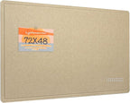 Large Bulletin Board - 72 x 48 Inches, Decorative Felt Pin Board for Wall - 6' x 4' Foldable Photo Display Board with Self-Adhesive Tape, Includes 20 Push Pins - Beige Brown