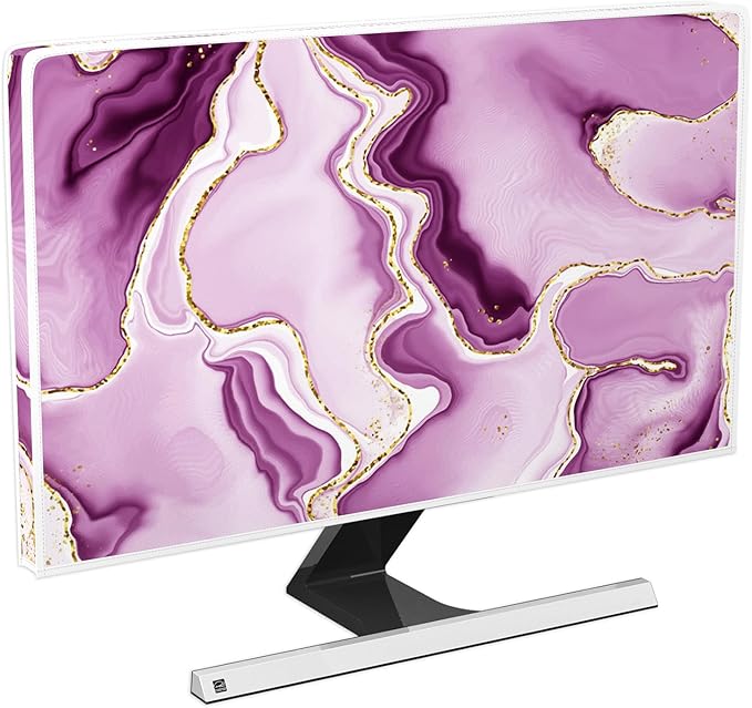 Baocicco Violet Gold Marble Waterproof Weatherproof and Dust-Proof TV Screen Cover 40, 41, 42, 43 Inch for Home Office Creative TV Covers for TVs Screen Anti-Static Dustproof Protective