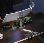 NB Ergonomic Gaming Monitor-Arm for Flat/Ultrawide/Curved Monitors 27'' to 50 inch, Heavy Duty Mount Load up to 18 kg, VESA 75/100 mm Monitor-Mount A5