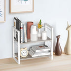 ART-GIFTREE Office Desk Shelf Organizer, Wood Desktop Bookshelf Supplies Storage Rack, Shelf for Top of Desk and Dresser (Grey-2 Tier)