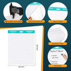 OLenyer Super Sticky Easel Pad, 25x 30IN, Large Self Stick Flip Chart Paper for Office School Classroom Supplies, 30 Sheets/Pad, 6 Pads/Pack, White, Lined