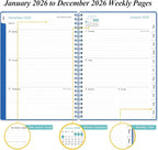 2026 Planner - Planner 2026 from January 2026 - December 2026, Weekly & Monthly Planner Spiral Bound with 12 Monthly Tabs, Inner Pocket, 6.4" x 8.5", Blue