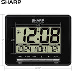 Sharp Atomic Desktop Clock – Auto Set Digital Alarm Clock - Atomic Accuracy - Easy to Read Screen with Time/Date/Temperature Display- Perfect for Nightstand or Desk