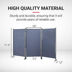 Proman Products - Galaxy Section Divider, Water Repellent Fabric Room Divider with Black Powder Coated Metal Frame for Indoors or Outdoors (Grey)