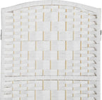 HOMCOM Room Divider, 4 Panel Folding Privacy Screen, 6FT Tall Portable Wicker Weave Partition Wall Divider for Bedroom, Home Office, White