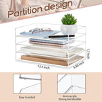 Harloon 4 Tier Acrylic Paper Tray 12.4 x 8.9 x 1.7 Inches Stackable Letter Clear Organizer No Need to Assemble Acrylic Paper Organizer File Tray for Office Workspace Desktop Storage(Transparent)