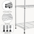 M MZG 1250 lbs 5 Tier Shelf Metal Storage Shelves Wire Rack Closet Organizers with Wheel for Garage Kitchen Bathroom Laundry Chrome 13.7" D x 23.6" W x 62.4" H
