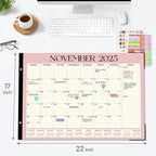 Forvencer 22" x 17" Large Desk Calendar 2026, 20 Months Calendar Runs from November 2025 to June 2027, 2026 Desk Calendar Monthly Planner with Plastic Cover for Home School Office, Blue