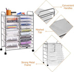 HAPPYGRILL 15-Drawer Rolling Cart, Storage Carts with Removable Drawers & Steel Frame, Utility Cart on Lockable Wheels for Home, School, Office,Clear