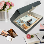 Lineco Folio Storage Box, Clamshell Design with Metal Edge. 9.5x12.5x1.75, Archival Boxboard, Preserve Photos, Prints, Cards, Magazines, Documents, Art, Ephemera, Family Records, Gray, Pack of 2