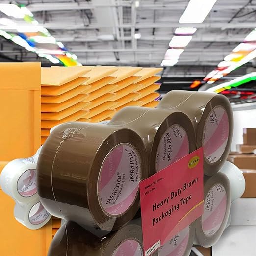 iMBAPrice 3-Inches Brown/Tan Color Shipping Packaging Tape 6 Roll of 110 Yard (6 x 330 Feet) Long 3" Packing Tape for Sealing Boxes, Packaging Parcels, Moving and Storage