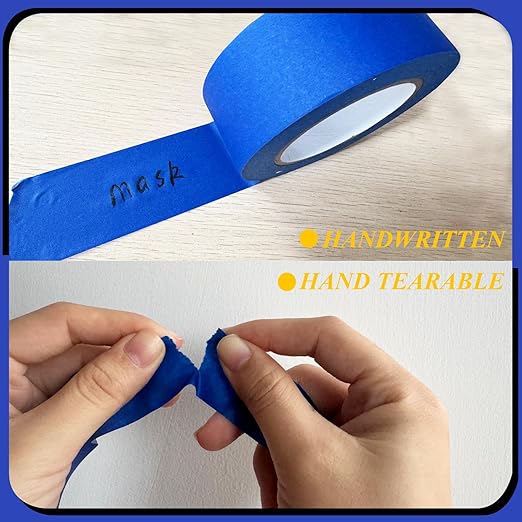 Professional Painters Tapes 2 Inch Wide (1.88 in x 60.1 Yds x 6 Rolls =360.6 Yds), Blue Masking Tape, Paint Paper Tape, Protects Surfaces, No Residue, Painter's Tape for Wall Painting, Canvas Edging