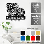 Custom US Flag Motorcycle Metal Signs Personalized Biker Name Sign Custom Garage Decor Motorbikes Wall Art Decor Motorcycle Sign Men Room Decorate Gifts for Men Husband Rider