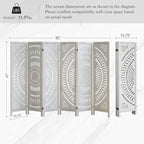 ALeesing 6 Panel Wood Room Divider Fully Assembled, Decorative Room Dividers and Folding Screens, 5.6Ft Room Divider Screen Freestanding Partition Wall Dividers for Home Bedroom Office, White