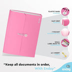 Accordion File Organizer Pink, 7 Pocket Expanding File and Cover Folder with Labels, Plastic Portable Desktop Letter A4 Paper, Also Available in Red, Purple, Green, Blue, Grey, 1 Pc – by Enday
