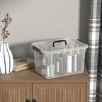 Drephia 10.5 Quart Clear Plastic Storage Box/Container with Handle, Plastic Storage Bin with Lid, 4 Packs