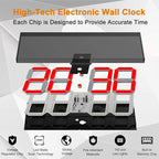 LED Large Digital Wall Clock, Oversize Wall Clock with 6” Numbers, Remote Control Count up/Countdown Timer Clock, Auto Dimmer, Big Calendar and Thermometer(Red)