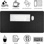 Bloss Desk Mat with Stitched Edges, Leather Large Mouse Pad, Non-Slip Desk Protector Mat, Desk Blotter, Waterproof Desk Pad for Office Home Decor/Black(31.5×15.7 Inches)