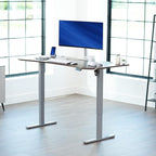 VIVO Electric 63 x 32 in Standing Desk, Memory Height Adjustment, 1B Series, Holds 220 lbs, Dark Walnut Top Gray Frame, DESK-KIT-1G1D