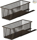 TrailBlaze Heavy Duty Pull Out Wire Storage Baskets for Kitchen Cabinets – Carbon Steel Slide-Out Drawers – Undershelf Pantry & Bathroom Organizer – Easy Install