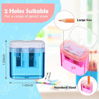 96 Pieces Pencil Sharpeners for Kids Colored Pencil Sharpeners Manual Double Hole Pencil Sharpener with Lid Hand Held Pencil Sharpener with Cover to Catch Shavings for School Office Home