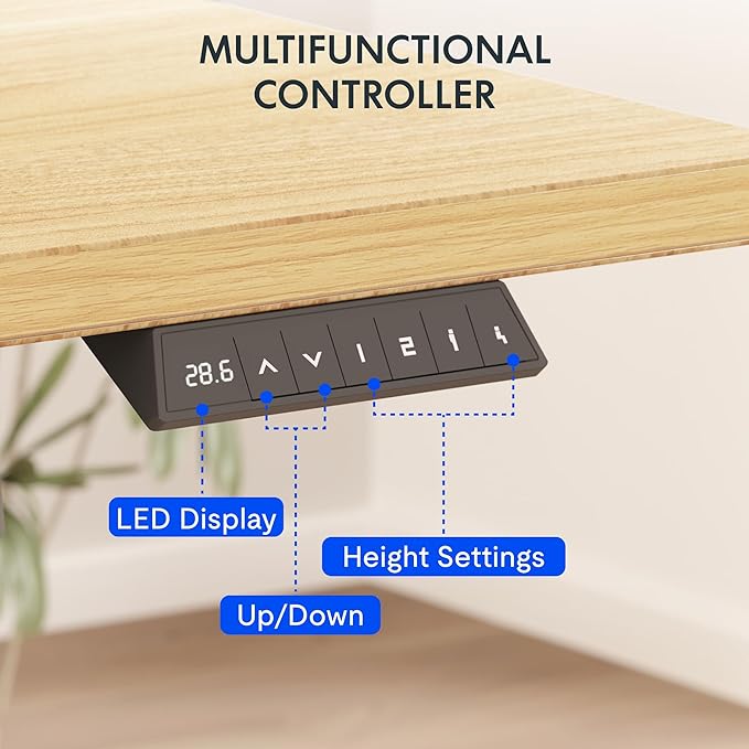 FLEXISPOT EN2 Whole-Piece Standing Desk with Clamp Power Strip, 48 x 30 Electric Stand Up Height Adjustable Desk with Cable Management (Black Frame + 48" Maple Top, 2 Packages)