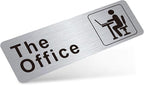 The Office Sign for Home and Business Door，Self-Adhesive Waterproof and Fade-Resistant Brushed Silver Office Sticker for House，Business，Door, Window