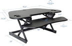 Rocelco 46" Height Adjustable Corner Standing Desk Converter with Dual Monitor Stand Bundle - Quick Sit Stand Up Computer Workstation Riser - Extra Large Keyboard Tray - Black (R CADRB-46-DMS)