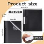 Maitys 25 Pack Durable Clear Report Covers with Rotary Clip 11 x 9 in Letter Size Presentation Folders Transparent Front Cover Portfolio Folder Resume Folder Interview Report Folders (Black)