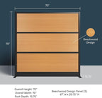Stand Up Desk Store Beechwood Aesthetic Modular Walls | 70" W x 70" H Modular Room Dividers with Natural-Looking Woodgrain Finish for Offices, Classrooms, and More
