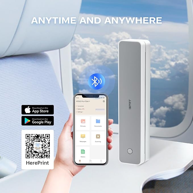 iDPRT Portable-Printer Wireless for Travel, 300DPI Inkless-Thermal-Printers for Home Use, Office, Supports 8.5" x 11"&A4&A5(Cannot Print Color Only Supports Thermal Paper)