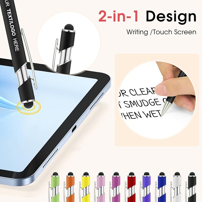 ENOMY Personalized Pens Bulk Free Engraved with Logo/Name/Message Black Ink Custom Pens Customized Stylus Ballpoint Pens Ideal Gifts for Business Anniversary (100)