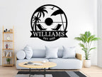 Personalized Palm Trees Family Name Sign, Custom Metal Palm Tree Sign, Custom Sunset Beach Metal Sign, Beach House Decor, Coastal Décor