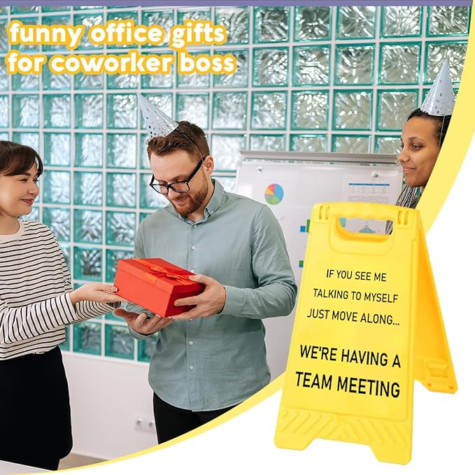 Inspirational Office Desk Accessories,Office Cubicle Decor,Desk Decor,Phone Holder Mirror Acrylic Table Signs，Gag Gifts for Women Men Coworker Teammate Employee Boss Manager Leader HR (Team Meeting)