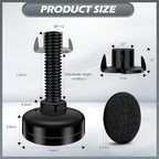 5 Set Adjustable Furniture Leveling Feet, Adjustable Leg Levelers for Cabinets Sofa Tables Chairs Raiser, Heavy Duty Height Adjuster Furniture Levelers Foot with T- Nut Kit 3/8”-16 Thread, Black