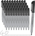 Permanent Markers, Ultra Fine Point, Black, 40 Count, 0.4mm, Fine tip permanent marker set, quick dry, waterproof, fading resists, durable, marks on paper, glass, ceramic, plastic, wood, rock, metal