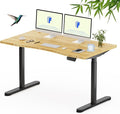 FLEXISPOT Bamboo Electric Standing Desk with Elegant Oval Legs & Curved Desktop, 55"x28" Height Adjustable Desk for Home Office & Living Spaces, Black Frame