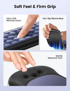 meatanty Keyboard and Mouse Pad Wrist Rest Set, Ergonomic Wrist Pad Support, Computer Hand Palm Rest Combo, Memory Foam Typing Desk Accessories Carpal Tunnel Cushion, Laptop Office Home - Blue & Gray