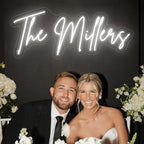 Custom Neon Sign Wedding Last Name, Plug/Battery Operated Neon Lights Customizable for Backdrop Reception, Hanging Personalized Lighted LED Signs for Bar Business, Party, Kids Room Bedroom Wall Decor