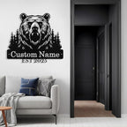 Custom Bear Metal Sign, Custom Bear Metal Wall Art Decor, Personalized Last Name Signs for Home, Rustic Farmhouse Black Wall Decor for Cabin, Bedroom, Living Room, Porch