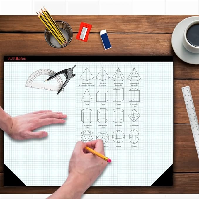 AUKSales TOP Sturdy Graph Desk Pad (Pack of 4), 22"x17", 1/4 Quad Grid, 50 Sheets Per Pad, 80 GSM, Precise Notetaking, Sketching, Ideal for Engineers, Architects, Designers, Mathematician & Draftsmen