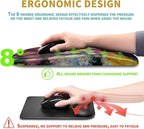 Hokafenle Ergonomic Mouse Pad Wrist Support with Massage Design, Wrist Rest Pain Relief Mousepad with Memory Foam&Non-Slip PU Base, Mouse Pads for Wireless Mouse & Desk(12x8 inch,Monet Chrysanthemum)