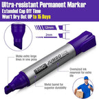 Fuutreo 10 Pack Jumbo Permanent Markers Bulk Large Chisel Tip Permanent Markers Quick Drying Waterproof Big Huge Poster Pens for Office, Logistics Company and More(Purple)