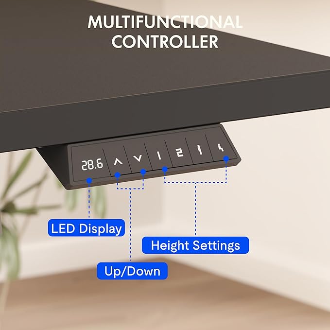 FLEXISPOT EN2 Whole-Piece Standing Desk with Clamp Power Strip, 48 x 24'' Electric Stand Up Height Adjustable Desk with Cable Management (Gray Frame + 48" Black Desktop, 2 Packages)