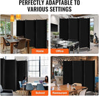 VEVOR Room Divider, 6 Panel Room Divider, Folding Privacy Screen and Portable Partition Divider for Room Separation, Freestanding Room Partitions for Office, Bedroom, Study, Black