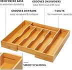 oridom 2-Piece Bamboo Silverware Organizer, Expandable Kitchen Drawer Organizer for Cutlery and Utensils, Multifunction Adjustable Bamboo Wood Cutlery Tray in Drawer for Flatware, (Natural)
