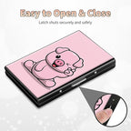 BWEGRHE Slim Credit Card Holder, Pink Pig RFID Blocking Metal Wallet for Men & Women, Aluminum Minimalist Hard Case Pocket-Sized Business Cards Organizer (Fits Up to 10 Cards)